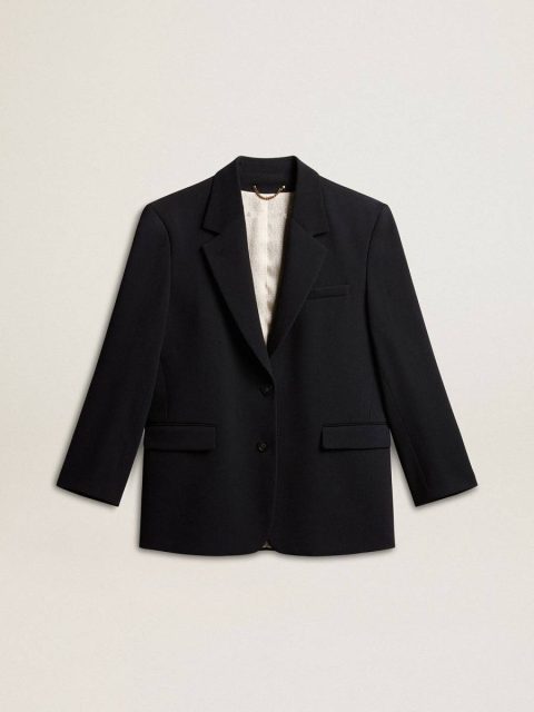Blazers Women’s Black Wool-Blend Blazer Jacket Women Golden Goose Black