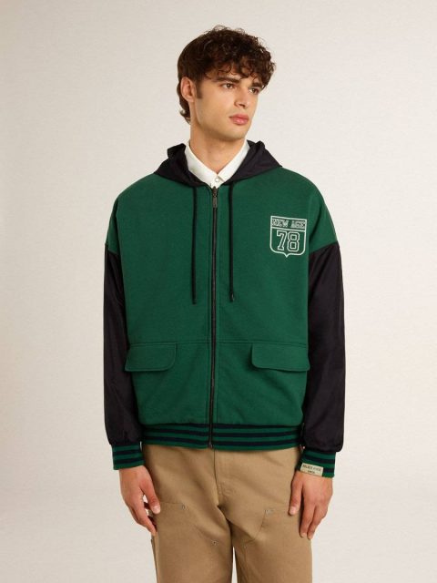 Blue And Green Golden Goose Women Men's Green And Blue Reversible Hooded Sweatshirt Sweatshirts - Image 4