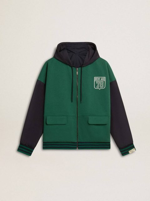 Blue And Green Golden Goose Women Men's Green And Blue Reversible Hooded Sweatshirt Sweatshirts