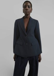 Blue Colette Hourglass Twill Blazer - Navy Outerwear The Frankie Shop Women - Image 2