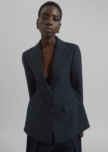 Blue Colette Hourglass Twill Blazer - Navy Outerwear The Frankie Shop Women