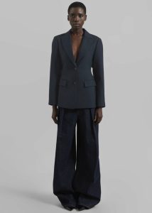 Blue Colette Hourglass Twill Blazer - Navy Outerwear The Frankie Shop Women - Image 3