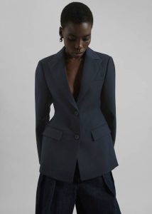 Blue Colette Hourglass Twill Blazer - Navy Outerwear The Frankie Shop Women - Image 5