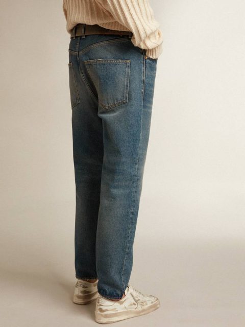 Blue Golden Goose Men Jeans & Pants Men's Slim Fit Jeans With Medium Wash - Image 4
