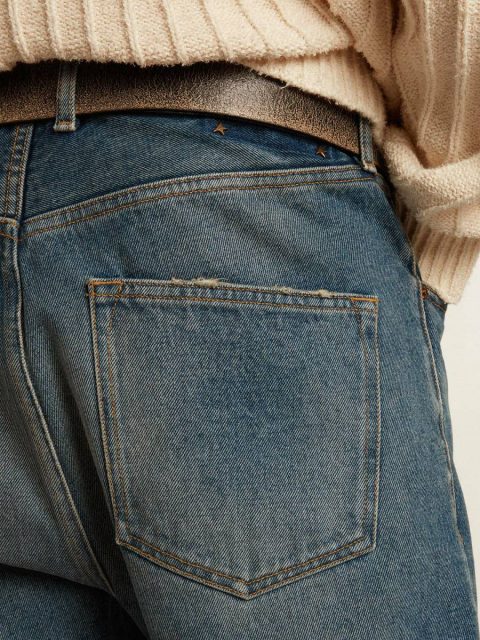 Blue Golden Goose Men Jeans & Pants Men's Slim Fit Jeans With Medium Wash - Image 5