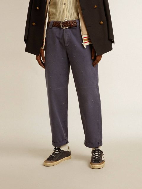 Blue Golden Goose Men's Chinos In Blue With A Lived-In Effect Jeans & Pants Men - Image 2