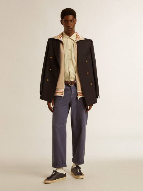 Blue Golden Goose Men's Chinos In Blue With A Lived-In Effect Jeans & Pants Men - Image 3