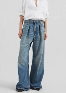 Blue Haikure Candy Pleated Wide Leg Jeans - Blue Tencel The Frankie Shop Women Bottoms - Image 2