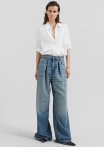 Blue Haikure Candy Pleated Wide Leg Jeans - Blue Tencel The Frankie Shop Women Bottoms