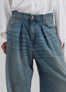 Blue Haikure Candy Pleated Wide Leg Jeans - Blue Tencel The Frankie Shop Women Bottoms - Image 3