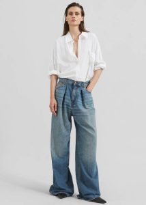 Blue Haikure Candy Pleated Wide Leg Jeans - Blue Tencel The Frankie Shop Women Bottoms - Image 4
