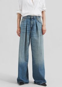 Blue Haikure Candy Pleated Wide Leg Jeans - Blue Tencel The Frankie Shop Women Bottoms - Image 5