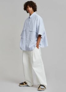 Blue Men The Frankie Shop Tops Ethan Pocket Shirt - Blue Stripe