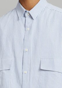 Blue Men The Frankie Shop Tops Ethan Pocket Shirt - Blue Stripe - Image 4