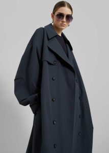 Blue Outerwear Anika Double Breasted Trench Coat - Navy The Frankie Shop Women - Image 2