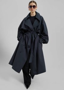 Blue Outerwear Anika Double Breasted Trench Coat - Navy The Frankie Shop Women