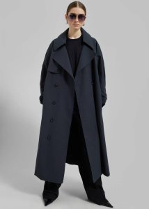 Blue Outerwear Anika Double Breasted Trench Coat - Navy The Frankie Shop Women - Image 3