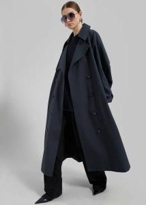 Blue Outerwear Anika Double Breasted Trench Coat - Navy The Frankie Shop Women - Image 4