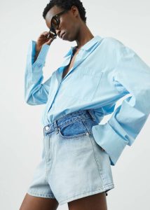 Blue The Frankie Shop Melina Denim Shorts - Light Wash Women Bottoms - Image 4