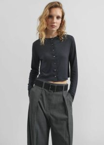 Blue The Frankie Shop Women Knitwear Vinni Thin Wool Cardigan - Navy - Image 2