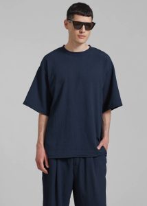 Blue Tops Eliott Crinkle Tee - Navy Men The Frankie Shop