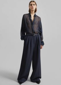 Blue Women Bottoms Aminah Trousers - Navy The Frankie Shop