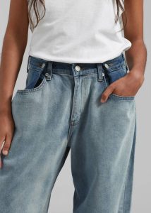 Blue Women Bottoms The Frankie Shop Hayla Contrast Denim Pants - Light Wash/Blue - Image 3