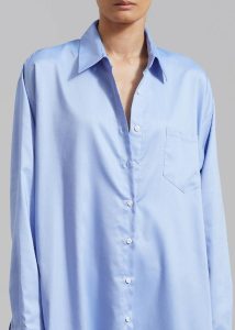 Blue Women Dresses The Frankie Shop Avery Shirt Dress - Blue - Image 4