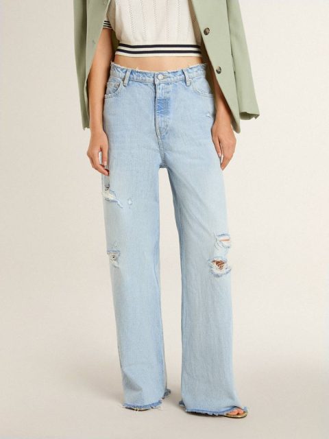 Blue Women Women’s Pants In Lived-In Effect Denim Golden Goose Jeans & Pants - Image 2