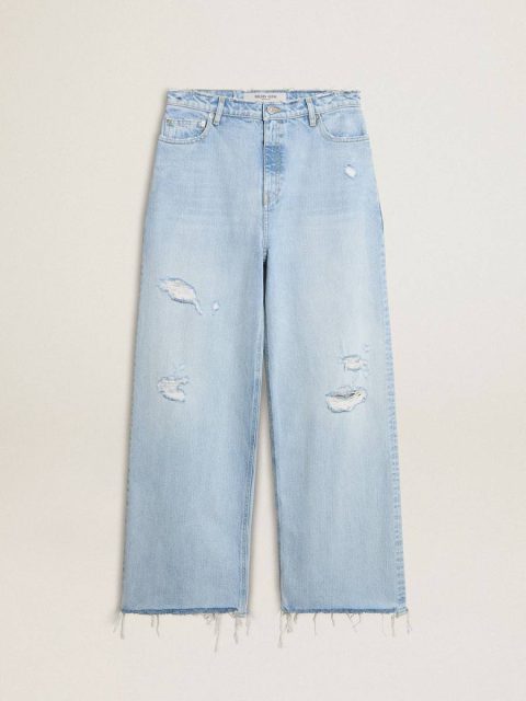 Blue Women Women’s Pants In Lived-In Effect Denim Golden Goose Jeans & Pants