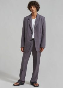 Boone Suit Pants - Grey Stripe Grey The Frankie Shop Men Bottoms - Image 2