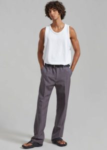 Boone Suit Pants - Grey Stripe Grey The Frankie Shop Men Bottoms - Image 5