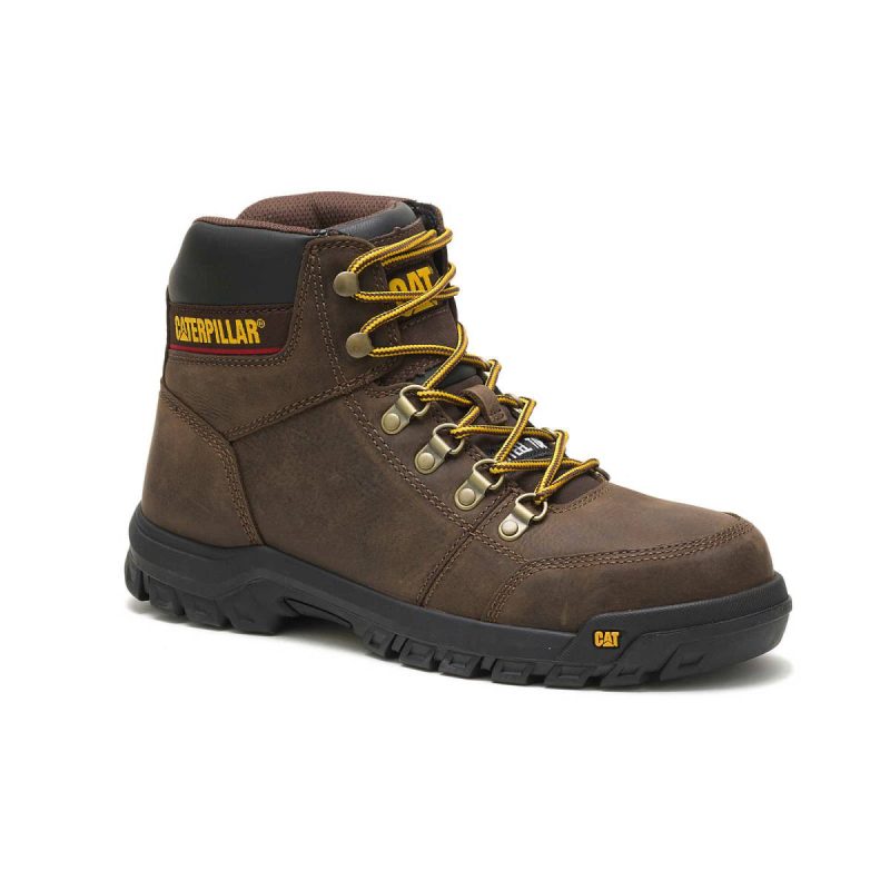 Boots Cat Seal Brown Men Men's Outline Steel Toe Work Boot - Image 3