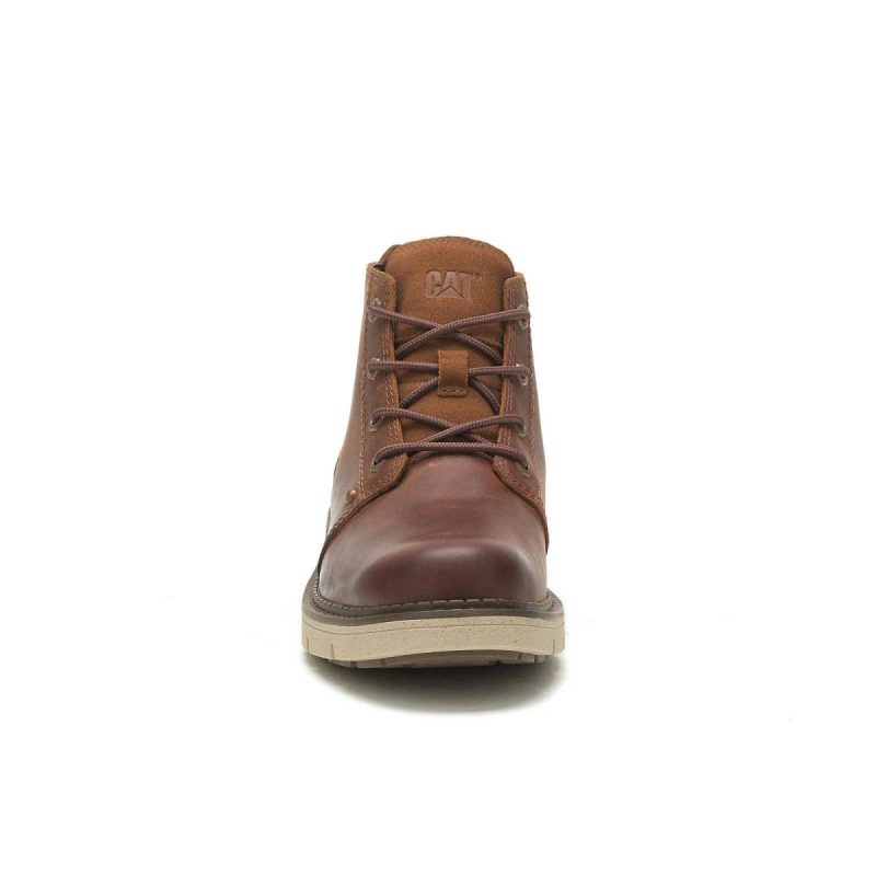 Boots Men Cat Men's Covert Mid Waterproof Boot Leather Brown - Image 3
