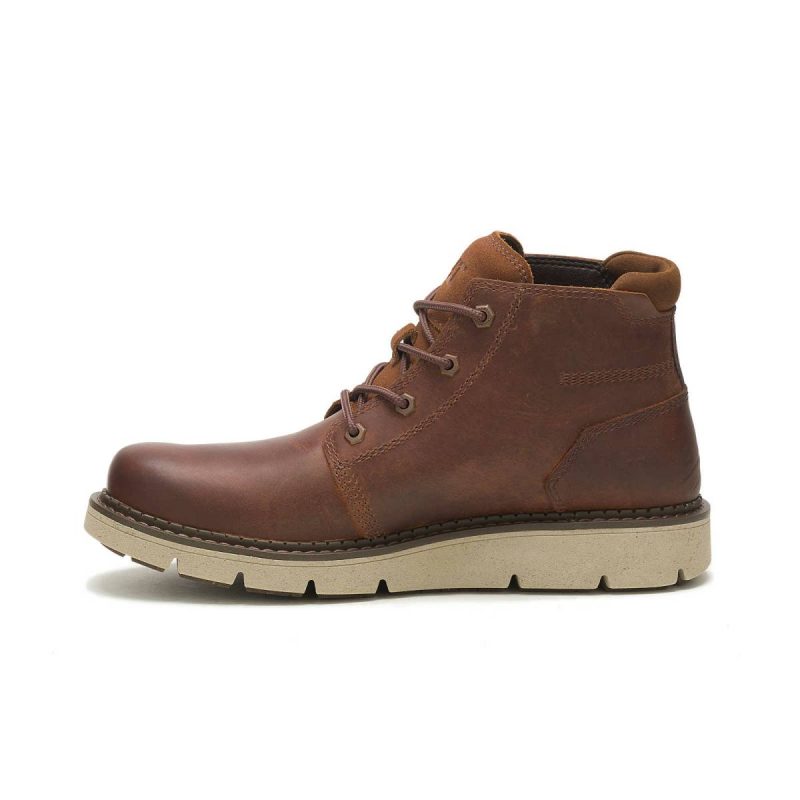 Boots Men Cat Men's Covert Mid Waterproof Boot Leather Brown - Image 4