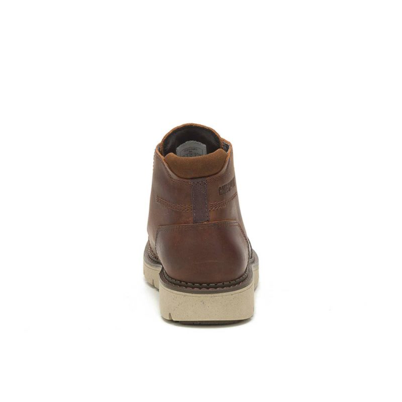 Boots Men Cat Men's Covert Mid Waterproof Boot Leather Brown - Image 5
