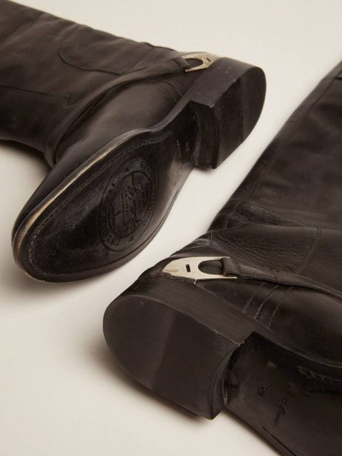 Boots Women Women's Black Leather Boots With Clamp On The Heel Black Golden Goose - Image 4