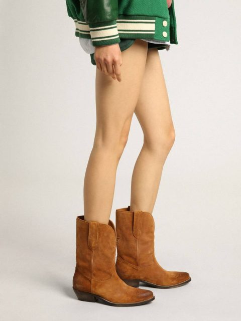 Boots Women's Low Boots In Tobacco-Colored Suede With Inlay Star Women Golden Goose - Image 3