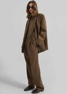 Bottoms Bea Suit Pants - Chocolate Women Brown The Frankie Shop
