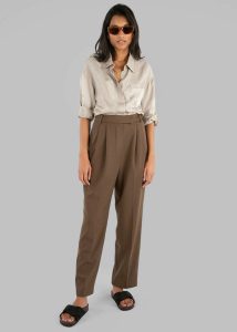 Bottoms Bea Suit Pants - Chocolate Women Brown The Frankie Shop - Image 4