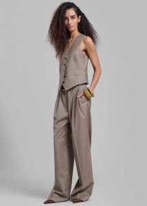 Bottoms Beige Jorae Pleated Trousers - Taupe Women The Frankie Shop - Image 3