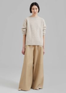 Bottoms Beige The Frankie Shop Women Sydney Wide Leather Pants - Beige - Image 2