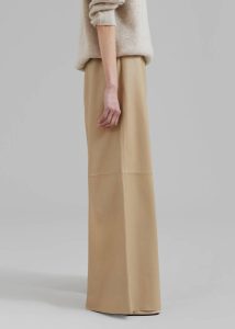 Bottoms Beige The Frankie Shop Women Sydney Wide Leather Pants - Beige - Image 3