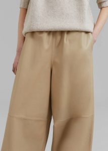 Bottoms Beige The Frankie Shop Women Sydney Wide Leather Pants - Beige - Image 4