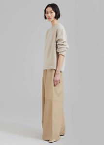 Bottoms Beige The Frankie Shop Women Sydney Wide Leather Pants - Beige - Image 5