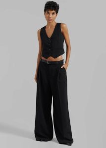 Bottoms Black Lillian Wide Trousers - Black The Frankie Shop Women