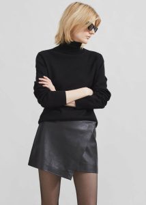 Bottoms Black Women Cleo Leather Mini Wrap Skirt - Black The Frankie Shop