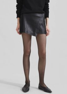 Bottoms Black Women Cleo Leather Mini Wrap Skirt - Black The Frankie Shop - Image 3