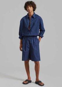 Bottoms Blue Men The Frankie Shop Matthias Boxer Bermuda Shorts - Navy