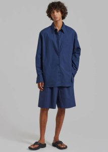Bottoms Blue Men The Frankie Shop Matthias Boxer Bermuda Shorts - Navy - Image 4